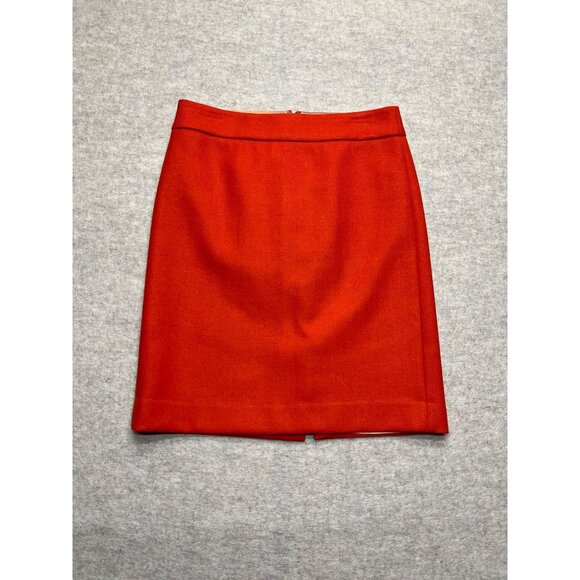 J.Crew Orange Wool Pencil Skirt Business Professional Office Career Work 8 - Picture 1 of 7